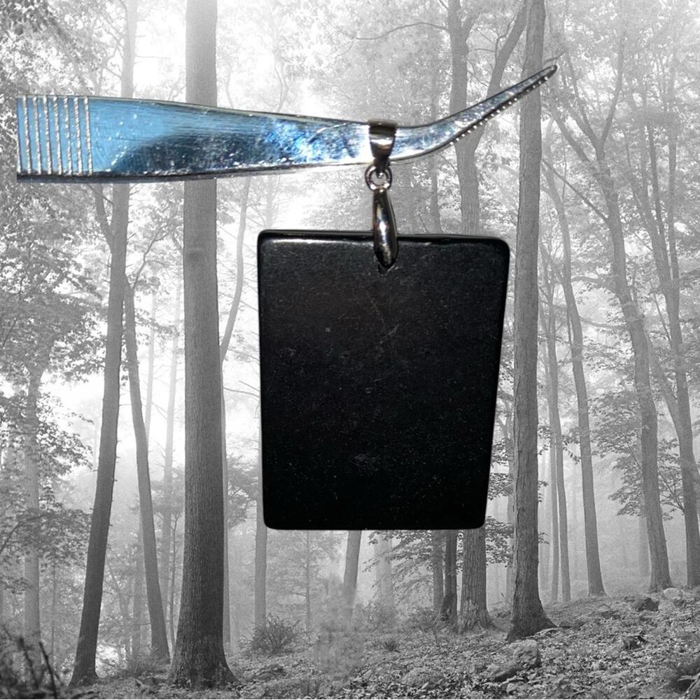NEW Elegant Black Shungite Gemstone Pendant with Silver Hook
